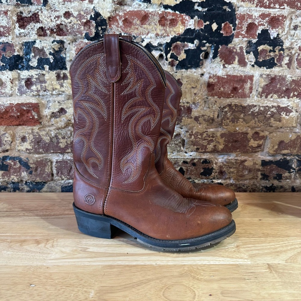 Double H 1595 Brown Leather Western Cowboy Mens Boots 9D